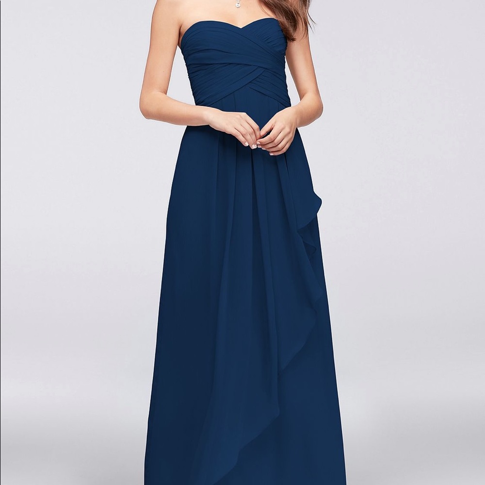 David’s Bridal STRAPLESS CRINKLE CHIFFON DRESS